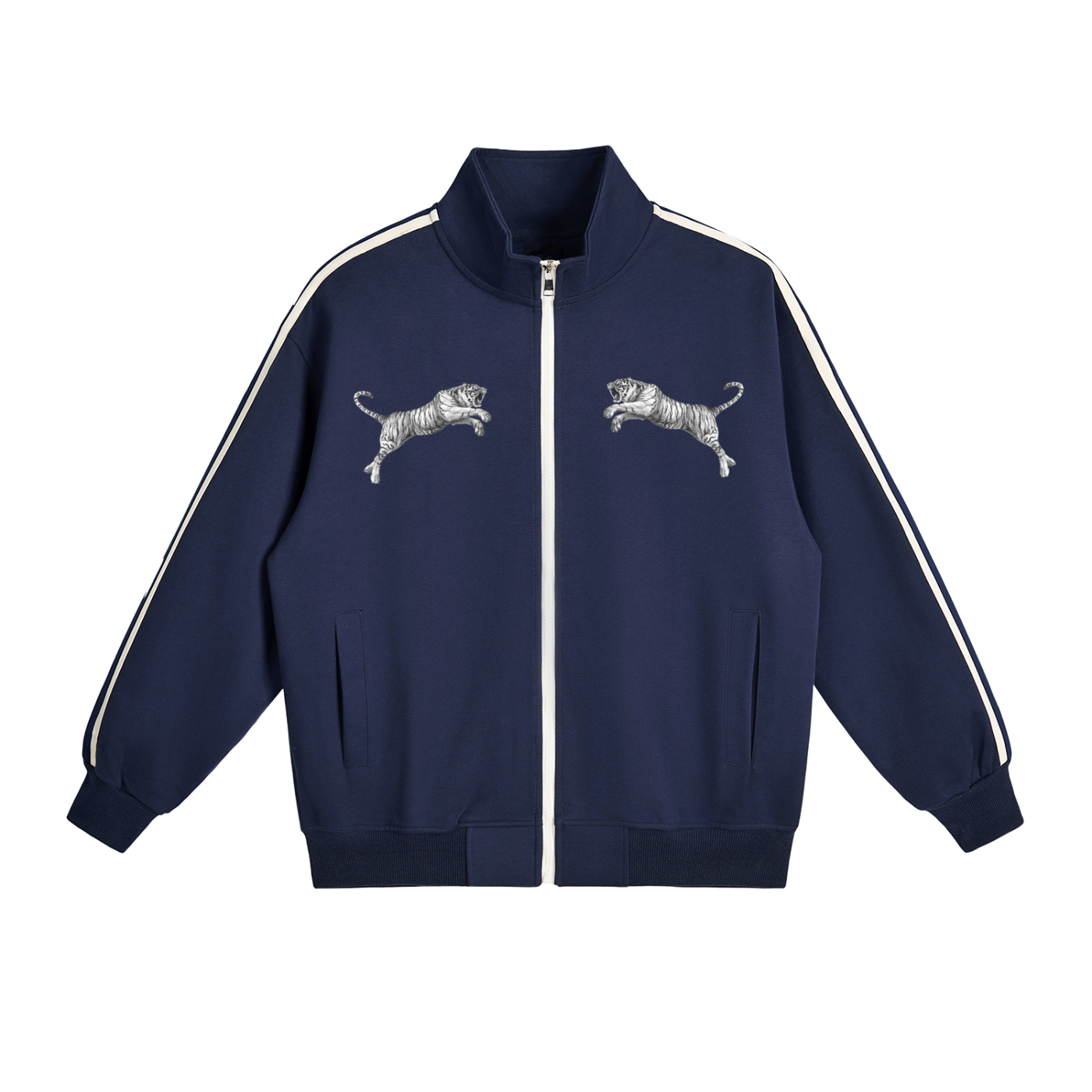 Contrast Side-Stripe Stand Collar Jacket