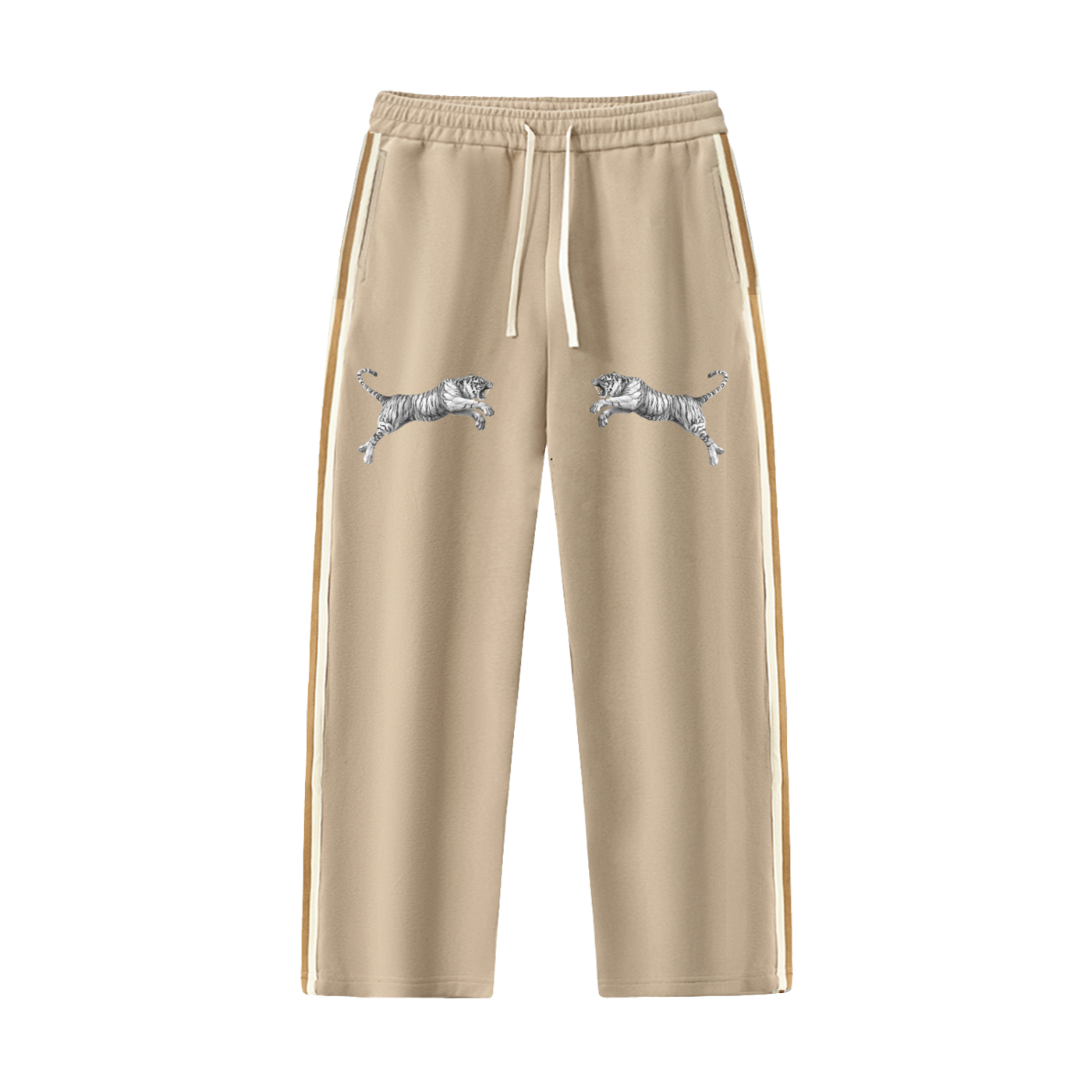 Contrast Side-Stripe Straight-Leg Pants