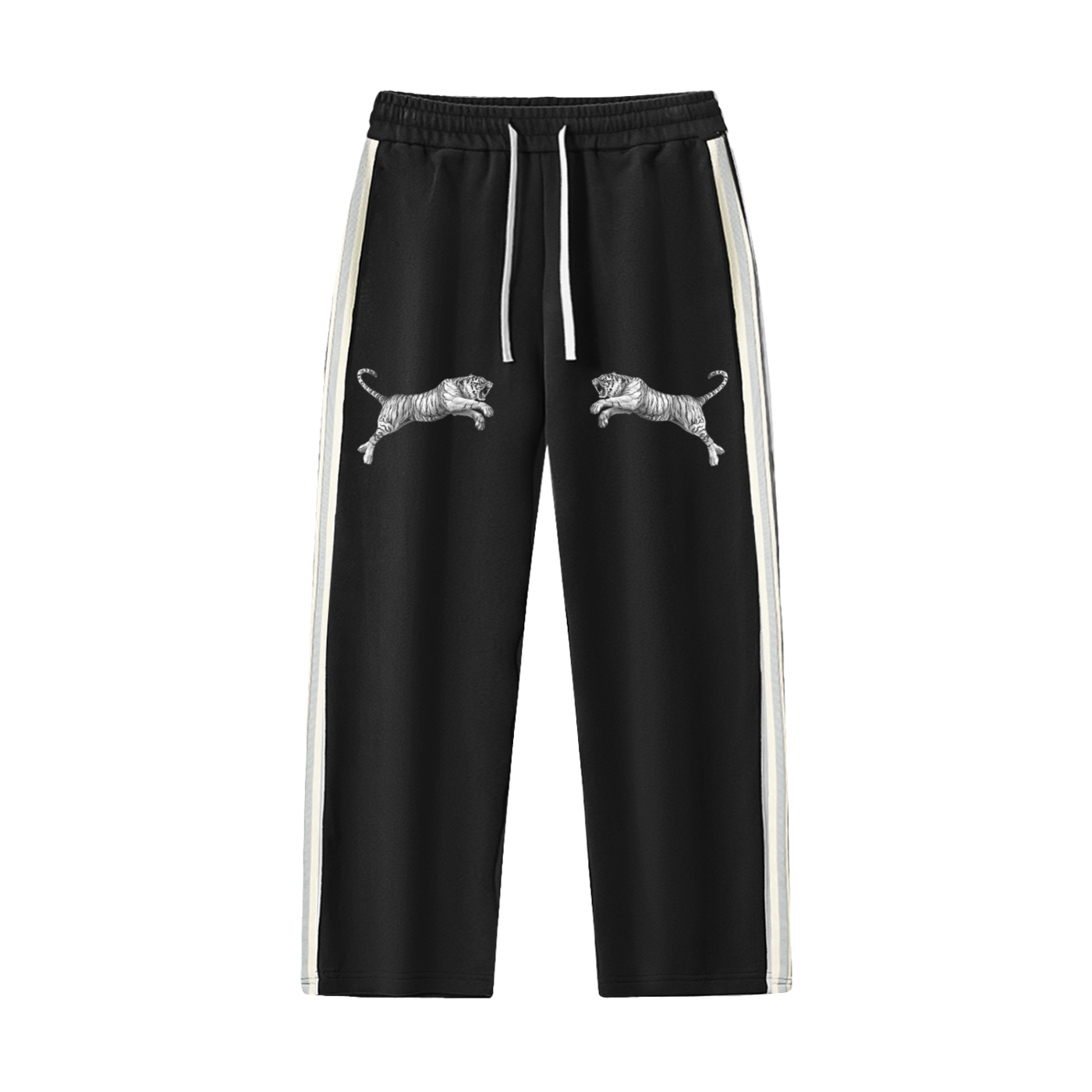 Contrast Side-Stripe Straight-Leg Pants